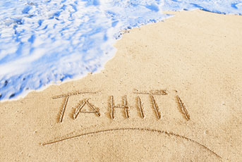 TAHITI written in sand